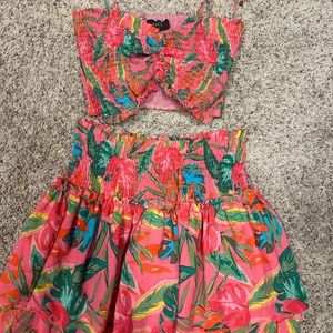 VICI 2 Piece Small Smocked Crop Skirt/Skort Outfit 🩷